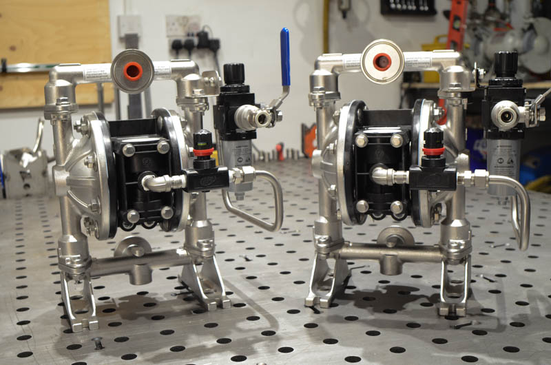 Industrial pump skid assembly utilising Swagelok® valves and tube installation